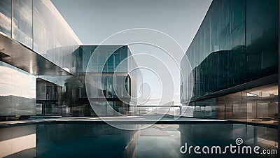 Modern Reflections: Glass & Steel Architectural Elegance Stock Photo