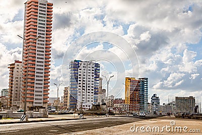Modern resedential buildings close to Malecon promenade Editorial Stock Photo
