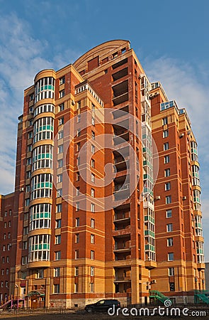 Modern residential brick building Stock Photo