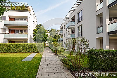 Modern residential buildings, apartments in a new urban housing Stock Photo