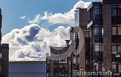 Modern residential buildings. Sunny day. Reflections in windows. Stock Photo