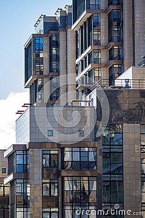 Modern residential buildings. Sunny day. Reflections in windows. Stock Photo