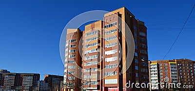 Modern residential district of a large Siberian city. Editorial Stock Photo