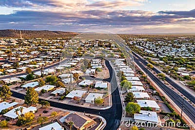 Modern residential neighborhood Green Valley in Arizona. Aerial view. Stock Photo