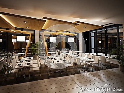 Modern restaurant interior view. Stock Photo