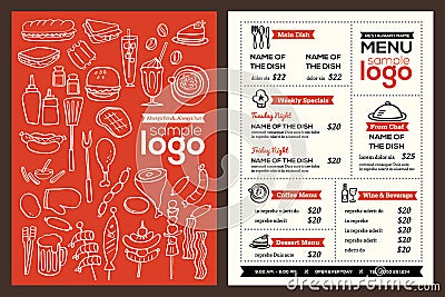 Modern Restaurant menu cover design pamphlet vector template Vector Illustration