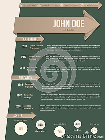 Modern resume cv template with brown ribbon Vector Illustration