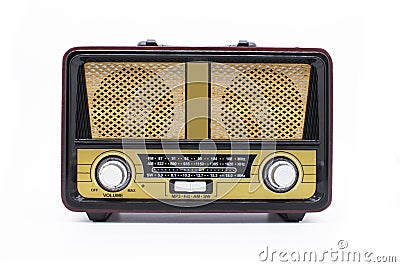 Modern retro radio isolated on white background Stock Photo