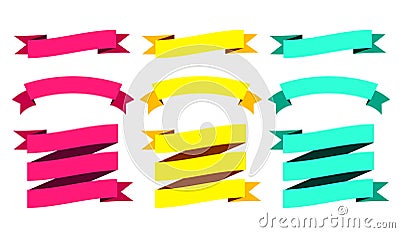 Modern Ribbons Big Set. Different Shapes. Vector Illustration Vector Illustration