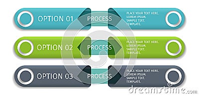 Modern ribbons for business infographics. Vector template with 3 steps, parts, options, stages. Vector Illustration