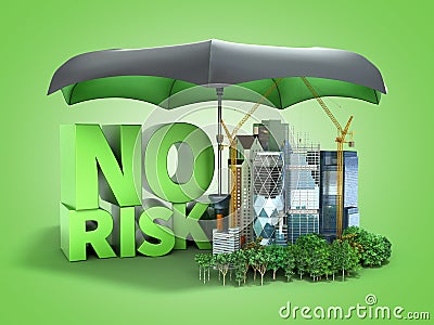 Modern risk management concept in construction industry 3d render on geen gradient Stock Photo