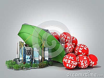 Modern risk management concept in construction industry 3d render image on grey gradient Stock Photo