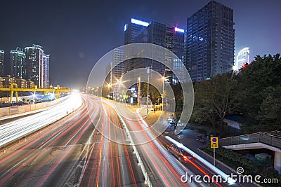 Modern road and modern office building skyline Stock Photo