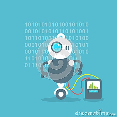 Modern Robot Battery Charge Message Artificial Intelligence Technology Concept Vector Illustration