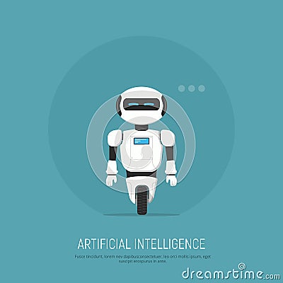 Modern Robot in flat style. Concept artificial Intelligence. Vector Illustration