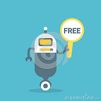 Modern Robot Free Chat Bot Artificial Intelligence Technology Concept Vector Illustration