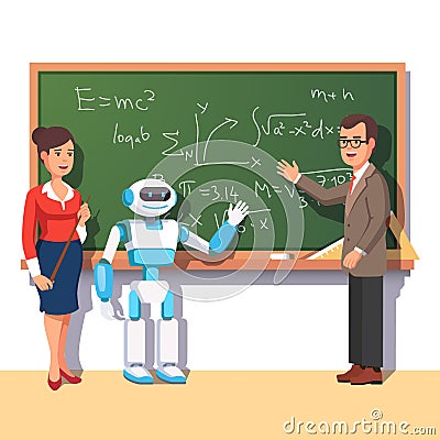 Modern robot helping teachers Vector Illustration