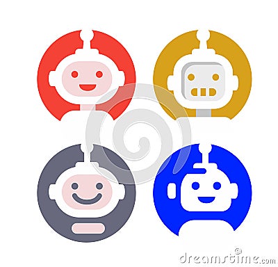 Modern robot logo in round Vector Illustration