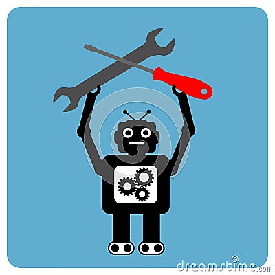 Modern robot with wrench and screwdriver Vector Illustration