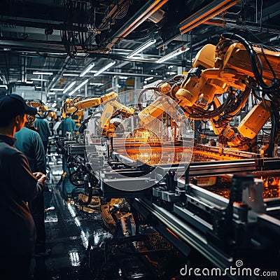Modern Robotic Automation: Industrial Processes Stock Photo