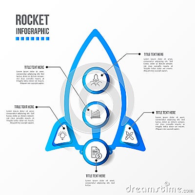 Modern rocket infographic with 3d table vector illustration Vector Illustration