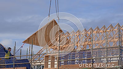 Modern roof construction on new house Stock Photo