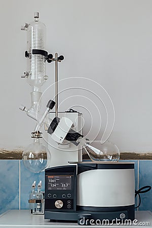 Modern rotary evaporator in chemical laboratory Stock Photo