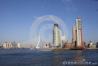 Modern Rotterdam Skyline Panorama, The Netherlands Editorial Stock Photo