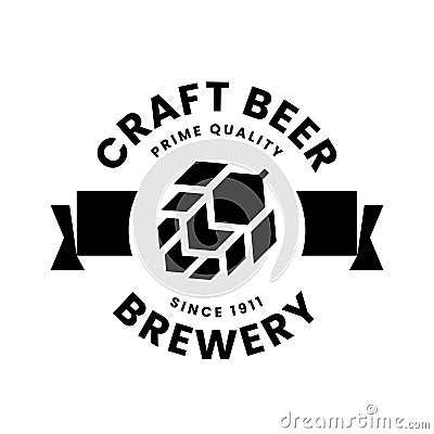 Modern round craft beer drink vector logo sign for bar, pub, store, brewhouse or brewery isolated on white background Vector Illustration