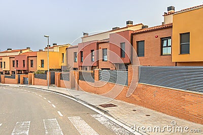 Modern row houses in earth colors Stock Photo