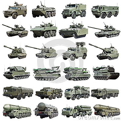 Modern Russian armored military vehicles isolated Stock Photo