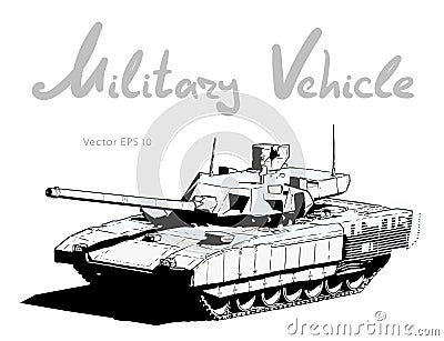 Modern russian battle tank. Military machine. Vector illustration Vector Illustration