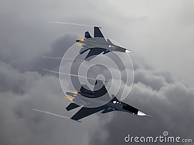 Modern Russian Fighter plane Cartoon Illustration