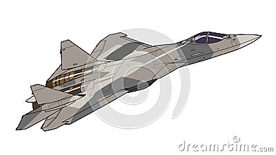 Modern Russian jet fighter aircraft. Vector Illustration