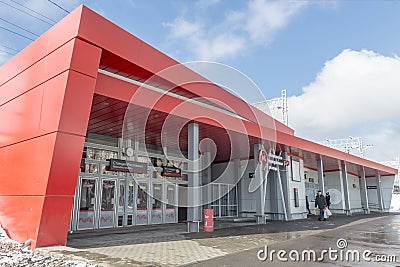 Modern Russian Railways stations and passenger trains Editorial Stock Photo