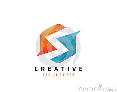 Modern S Letter Logo, Futuristic S Icon Design Vector Illustration