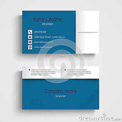 Modern sample blue business card template Vector Illustration