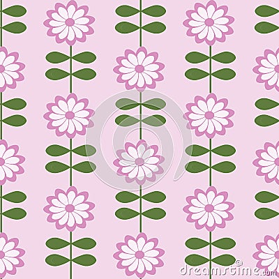 Modern Scandinavian Flowers Seamless Pattern Background Print Vector Illustration