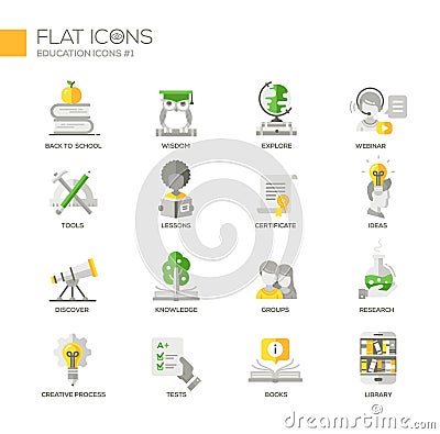 Modern school and education thin line design icons, pictograms Vector Illustration