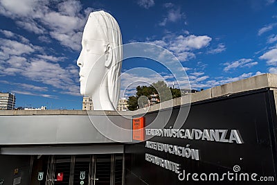 Modern sculpture titled Julia by Jaume Plensa Sune located at the Plaza de Colon in Madrid, Spain Editorial Stock Photo