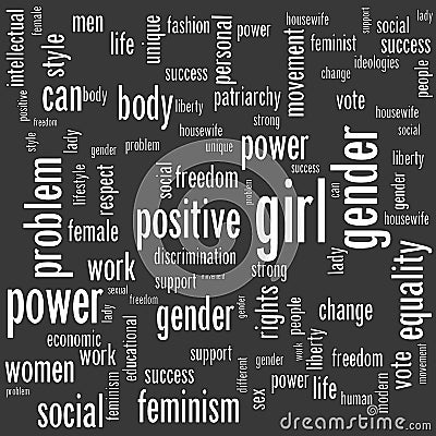 Modern seamless background with feminism concepr words. Stock Photo