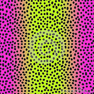 Modern seamless gradient pink to neon green leopard pattern in 80s 90s style Vector Illustration