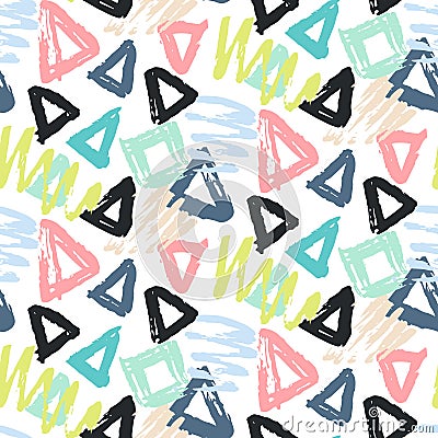 Modern seamless pattern with brush painted shapes Vector Illustration