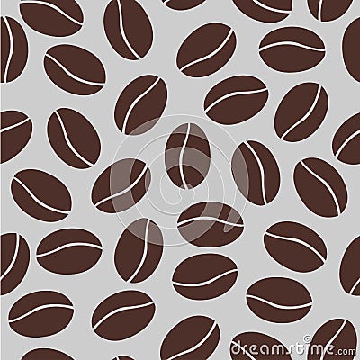 Modern seamless pattern with coffee beans on subtle grey background Stock Photo