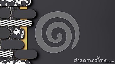 Modern seamless vertically black and wellow colors background for website or feed 3d render image Stock Photo