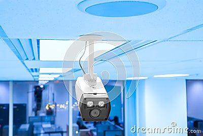 Modern security camera in business office workplace Stock Photo