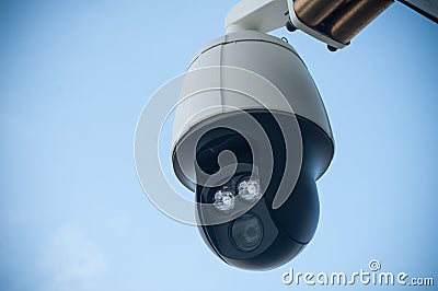 Modern security camera for surveillance in outdoor Stock Photo