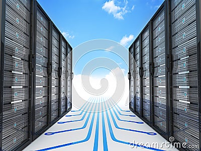 Modern server and cloud Stock Photo