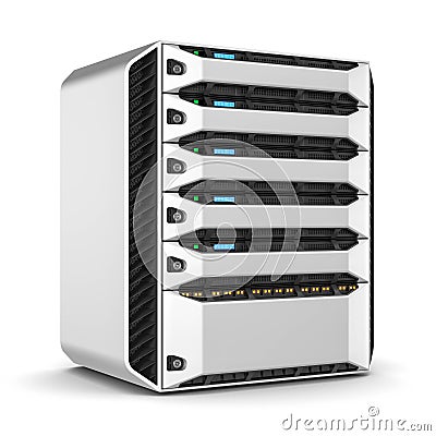 Modern server rack. 3d render Stock Photo