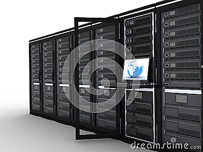 Modern server-room Stock Photo